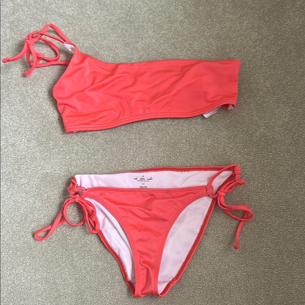 Pacsun Red/Coral One-Shoulder Bikini Set